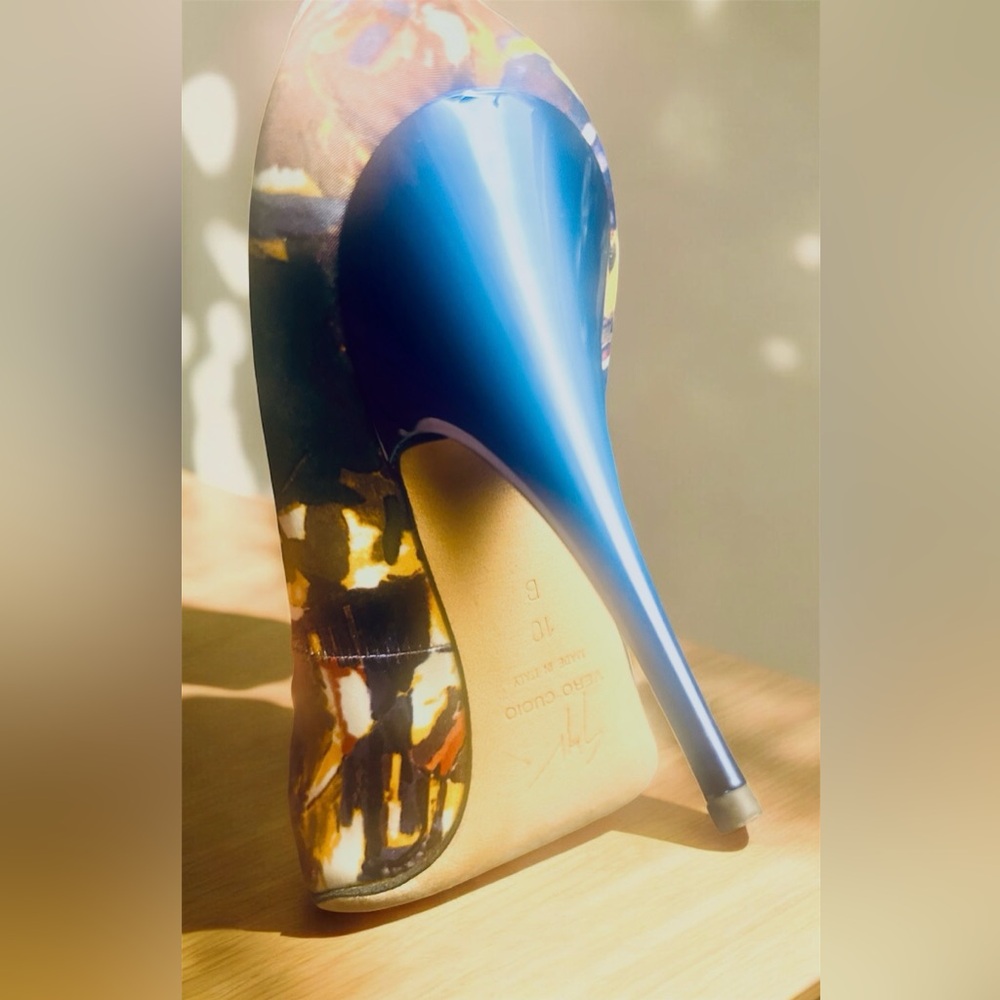 Giuseppe Zanotti Floral Multicolor Satin Heels 9.5 - Picture 14 of 16